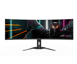 Gigabyte AORUS CO49DQ, OLED-skærm set forfra
