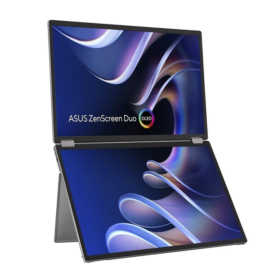ASUS ZenScreen Duo OLED MQ149CD, dobbelt bærbar OLED-skærm set forfra